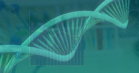 Digital dna strand and mathematical equations overlay in lab