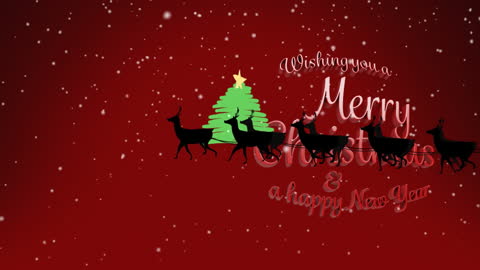 Christmas Greeting Animation with Santa Sleigh Silhouette