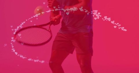 Dynamic tennis player with heart-motion theme