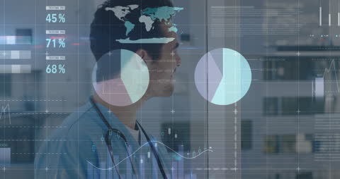 Healthcare Professional Analyzing Data Metrics Overlay