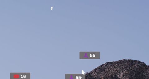 Social Media Notifications Against Clear Sky and Rocky Landscape