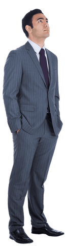 Transparent Image of Thoughtful Caucasian Businessman Contemplating