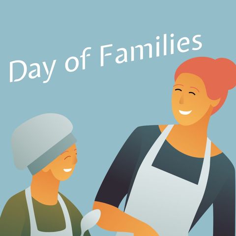 Happy Mother and Son Cooking with Day of Families Message