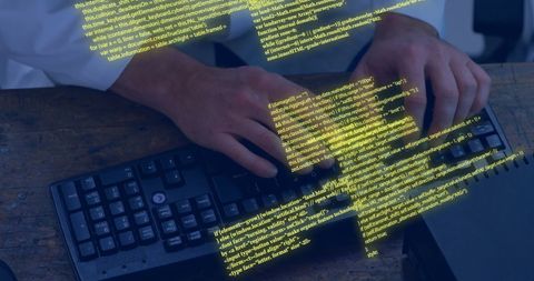 hands typing with overlay of digital code and data streams - Download Free Stock Images Pikwizard.com