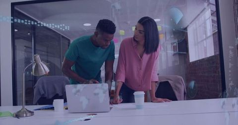 Collaborative Teamwork in Modern Office on Project