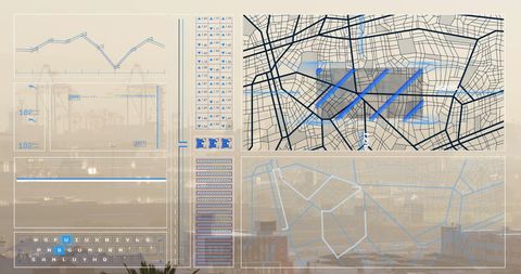 Futuristic Data Interface with Network Connection Diagrams - Download Free Stock Images Pikwizard.com