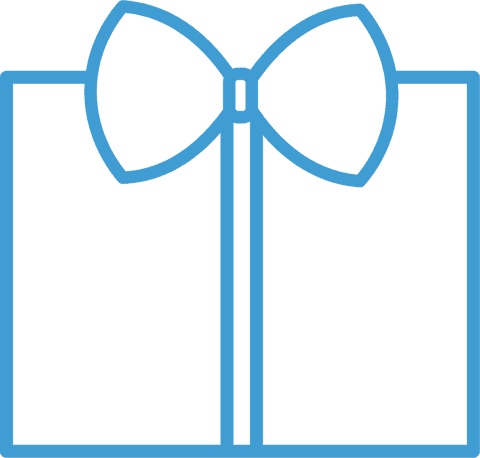 Blue gift box with ribbon and bow on transparent background