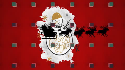 Festive Christmas Design with Snowman and Reindeer Silhouette