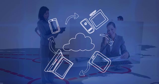 Businesspeople Using Cloud Technology in Office Environment - Download Free Stock Images Pikwizard.com