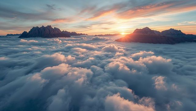 Sunrise Over Mountains Above a Blanket of Clouds