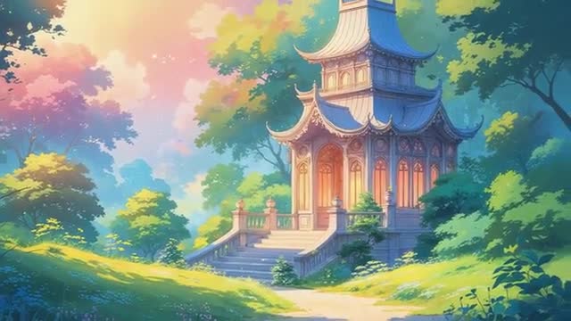 Tranquil Pagoda Pavilion in Serene Park Landscape