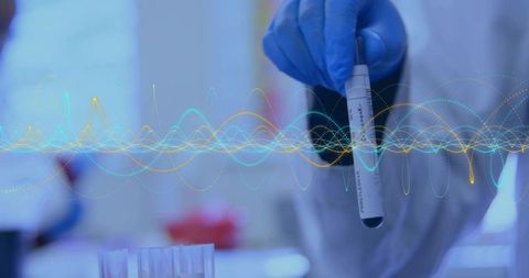 Digital biotechnology research with biohazard sample in laboratory