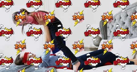 Superhero playtime comic book style mother and daughter bonding