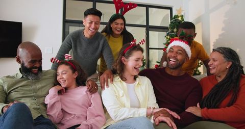Diverse Multigenerational Family Celebrating Christmas Together
