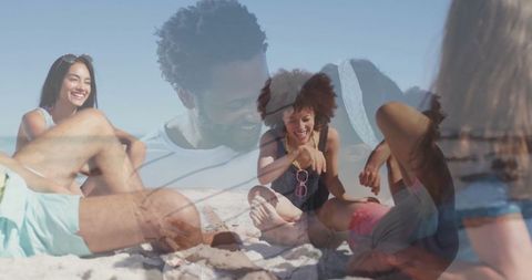 Diverse Friends Enjoying Beach Relaxation in Sunlight