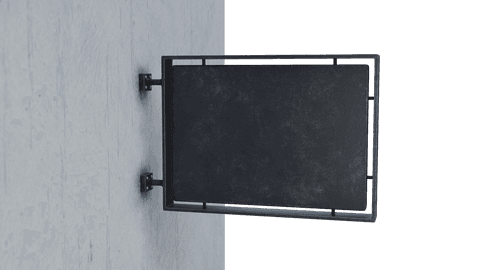 Blank outdoor wall-mounted sign with transparent background