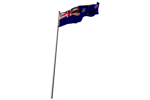 Low-angle view transparent new zealand flag waving
