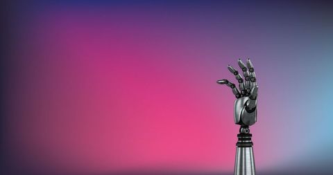 Robotic Hand Gesturing Against Gradient Background - Download Free Stock Images Pikwizard.com