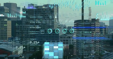 digital financial data over cityscape double exposure - Download Free Stock Images Pikwizard.com