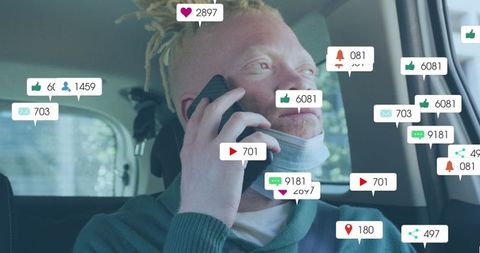 Social Engagement Metaphor Over Community-Minded Man in Car