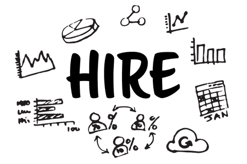 digital black illustration of hire text with business icons transparent - Download Free Stock Videos Pikwizard.com