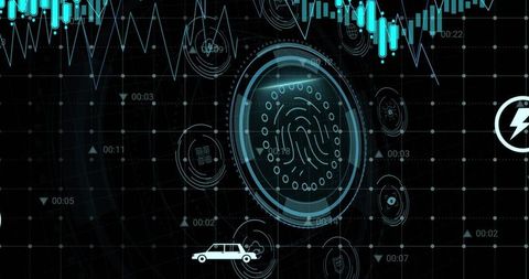 tech-based fingerprint security over digital data graph - Download Free Stock Images Pikwizard.com