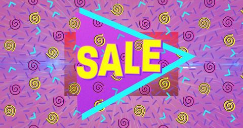 Bold Retro Sale Banner with Vibrant Abstract Shapes