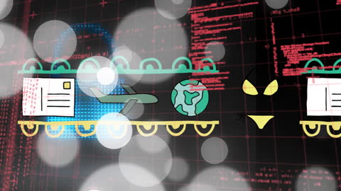 Digital Interface Animation with Icons and Spotlights