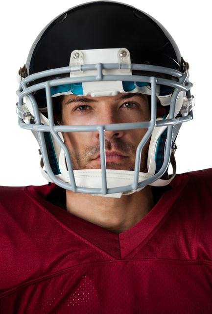 Determined Male American Football Player Wearing Helmet, Transparent Background - Download Free Stock Videos Pikwizard.com