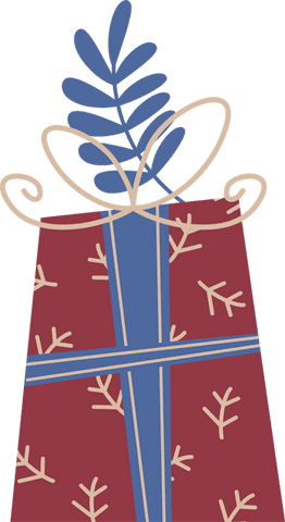 Festive Gift Bag with Blue Ribbon on Transparent Background