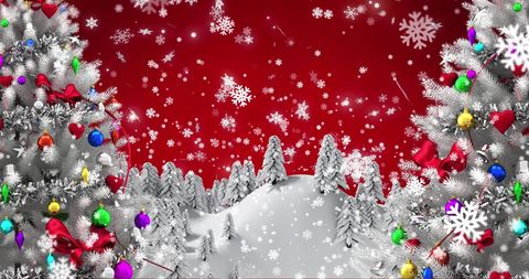 Digital Christmas Scene with Snow-Frosted Trees - Download Free Stock Images Pikwizard.com