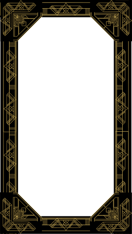 Transparent art deco gold frame with elaborate geometric design