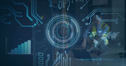 IT Technician in Data Center with Digital Interface Overlay - Download Free Stock Images Pikwizard.com