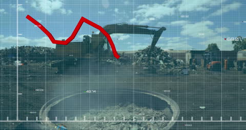 Financial Data Overlay on Landfill Background Animation