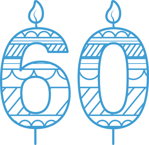 Transparent Blue 60th Birthday Candle Outline Illustration