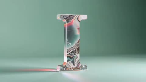 AI-Generated Marbled Letter I in Minimalist Setting with Subtle Red Highlights