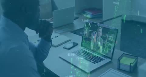 Professional Analyzing Market Data in Virtual Meeting