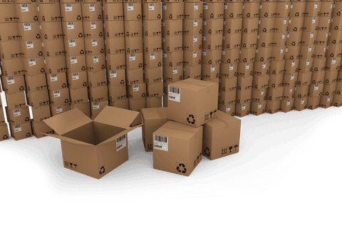 Transparent Cardboard Boxes with Recycling Symbols in Warehouse - Download Free Stock Videos Pikwizard.com