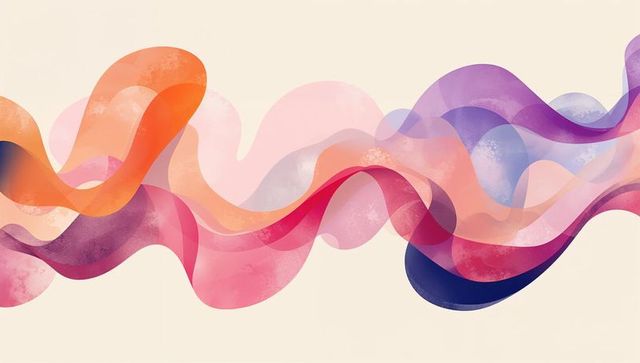 Flowing translucent ribbons creating layered pastel gradient waves for modern design