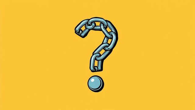 Chain-Forged Question Mark on Yellow Amidst Minimalist Vibes