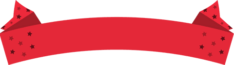 Red Banner with Star Accents on Transparent Background