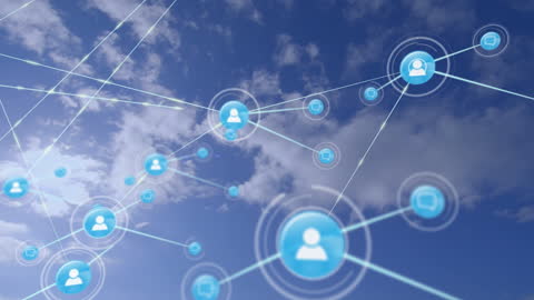 Digital Network Icons Overlapping Sky Connecting Globally
