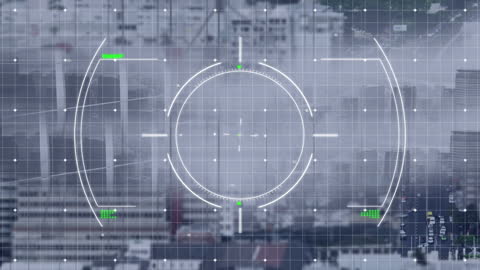 Digital Grid Fusion with City Infrastructure and Technology Icons