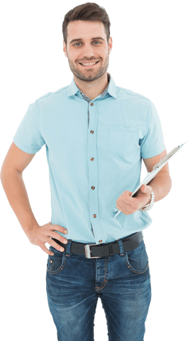 transparent confident young man holding clipboard - Download Free Stock Videos Pikwizard.com
