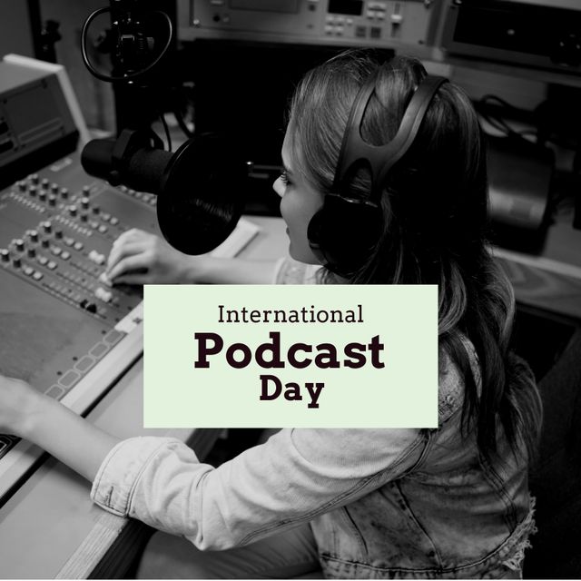 Woman records podcast for International Podcast Day. - Download Free Stock Videos Pikwizard.com