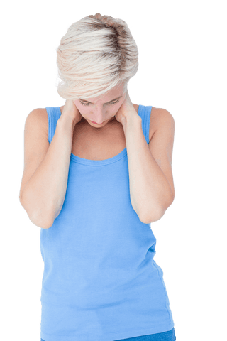 transparent woman in blue tank top experiencing neck pain - Download Free Stock Videos Pikwizard.com