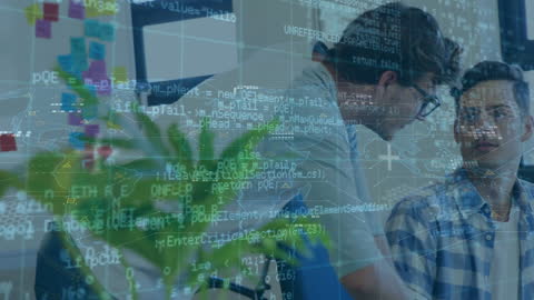 Business Strategy Discussion with Digital Interface Hologram