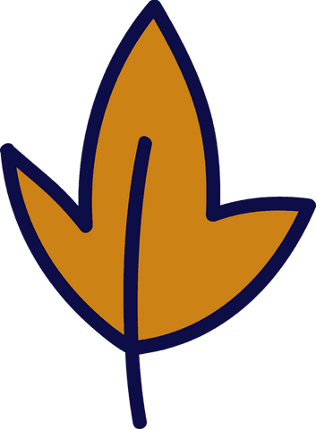 Minimalist amber leaf icon with transparent background