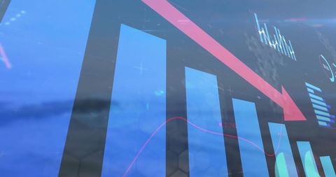 Digital Interface Showcasing Business Decline with Moving Graphs