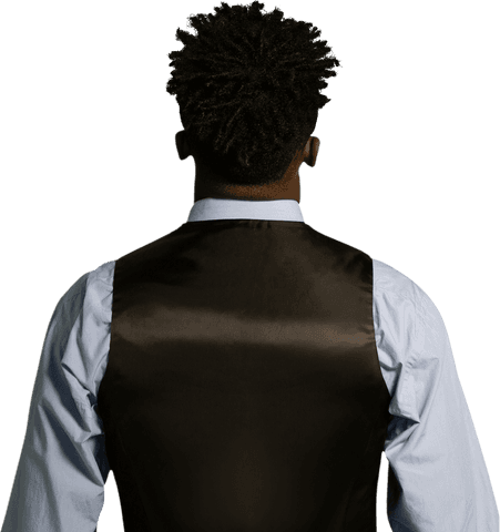 African american businessman rear view in transparent background